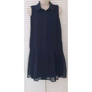 NWT JOIE PLISSE SLEEVELESS NAVY BLUE MINI SHIRT DRESS SZ SMALL